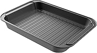 Classic Cuisine Nonstick Roasting Pan with Removable Rack - Fat-Draining Oven Roaster for Healthy Meals, Durable Carbon Steel Bakeware