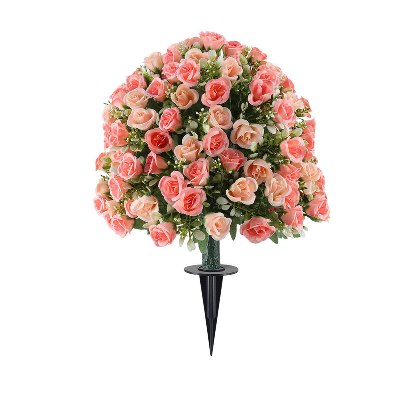 2 Pezzi di Rosa Artificiale con Alberi di Palla di Fiori Realistici con Picchetto per la Decorazione del Patio del Giardino 14 X 24 Pollici (Mini paletto rosa)