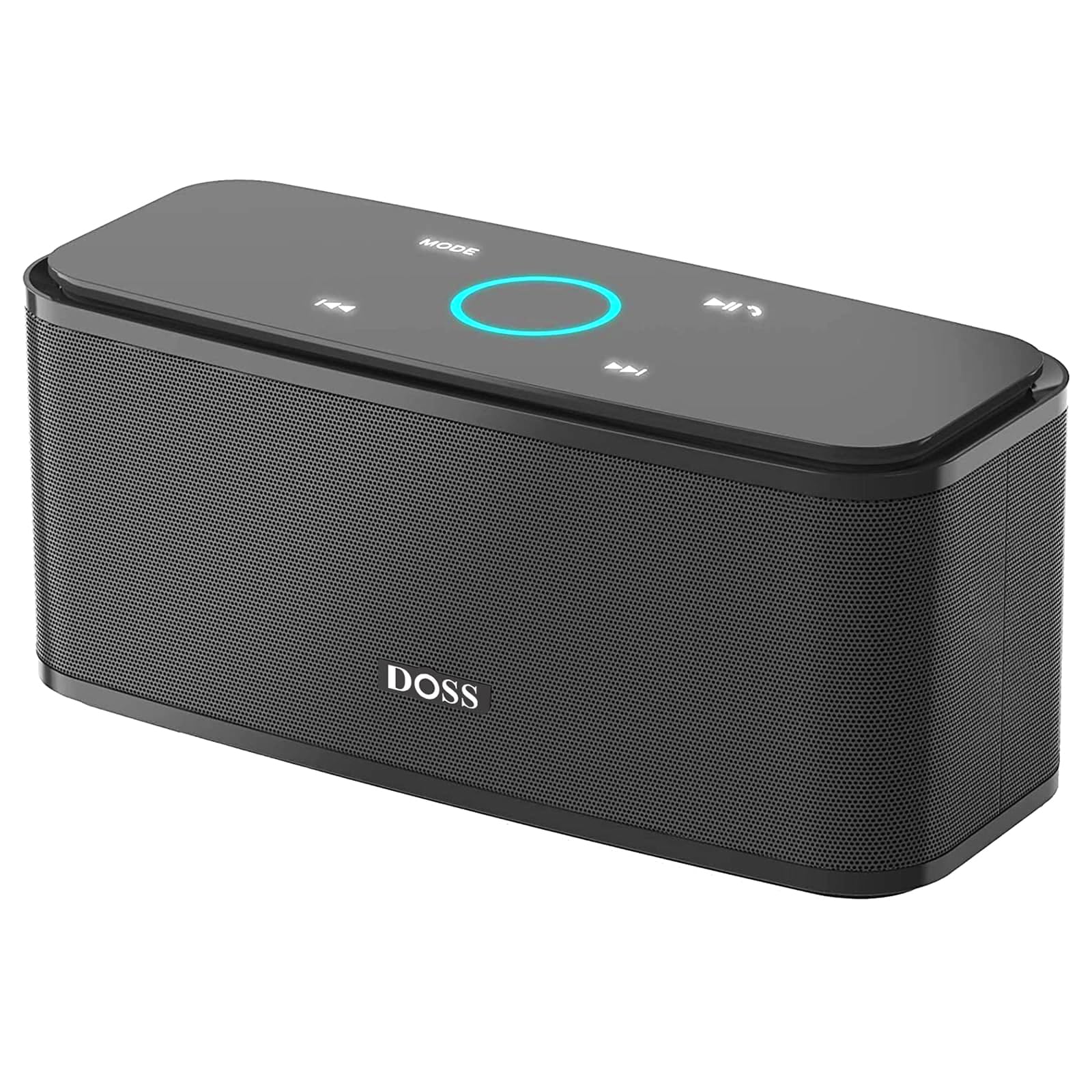 DOSS SoundBox Bluetooth Lautsprecher, Musikbox Bluetooth mit 5.0, Full-Range-Treiber, 20H Spielzeit,Touch Control, IPX5 Wasserdicht, Bluetooth Boxen für Handy, zuhause, Garten, Reise - Schwarz