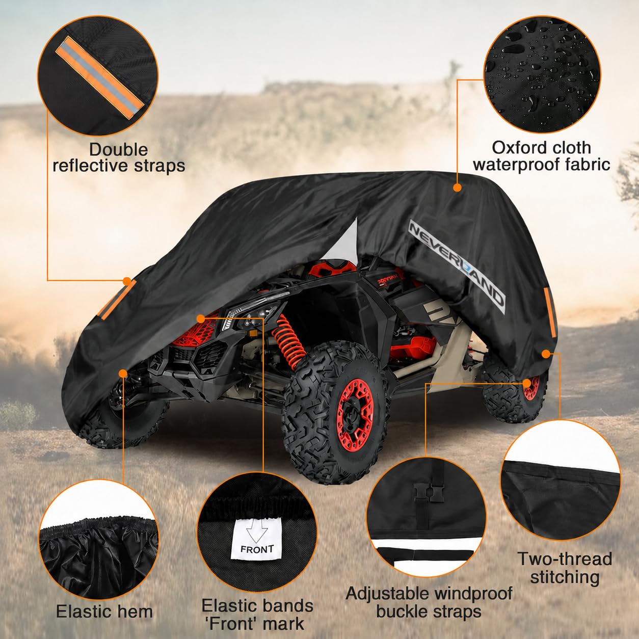 NEVERLAND Cubierta para UTV, Protector de Lluvia y Nieve Universal para Can-Am Maverick X3 XMR/XRC/Turbo/900 HO/R/X DS Turbo R/X RC Turbo R/X RS Turbo R/X MR Turbo R (Excepto MAX Series)