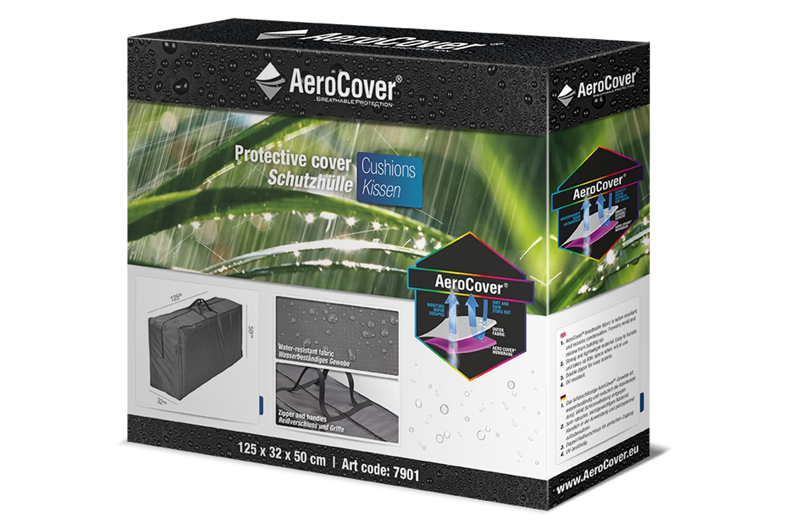 AeroCover 7901 Atmungsaktive Tragetasche für Kissen, 125 x 32 x 50 cm