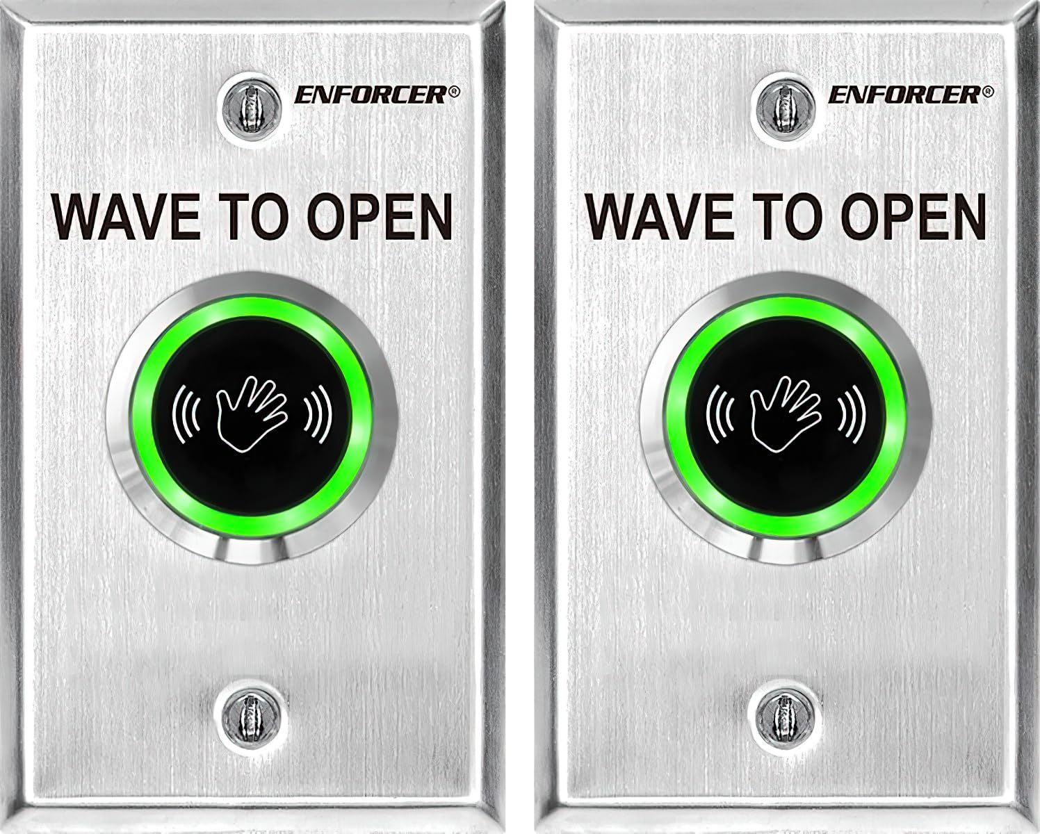 Seco-Larm SD-9263-KSQ Pack of 2 Outdoor Wave-to-Open Sensors, Single-Gang with English Message; Adjustable Sensor Range Up to 7"; 1.2A Relay; Adjustable Trigger Duration 0.8 to 30 Seconds or Toggle