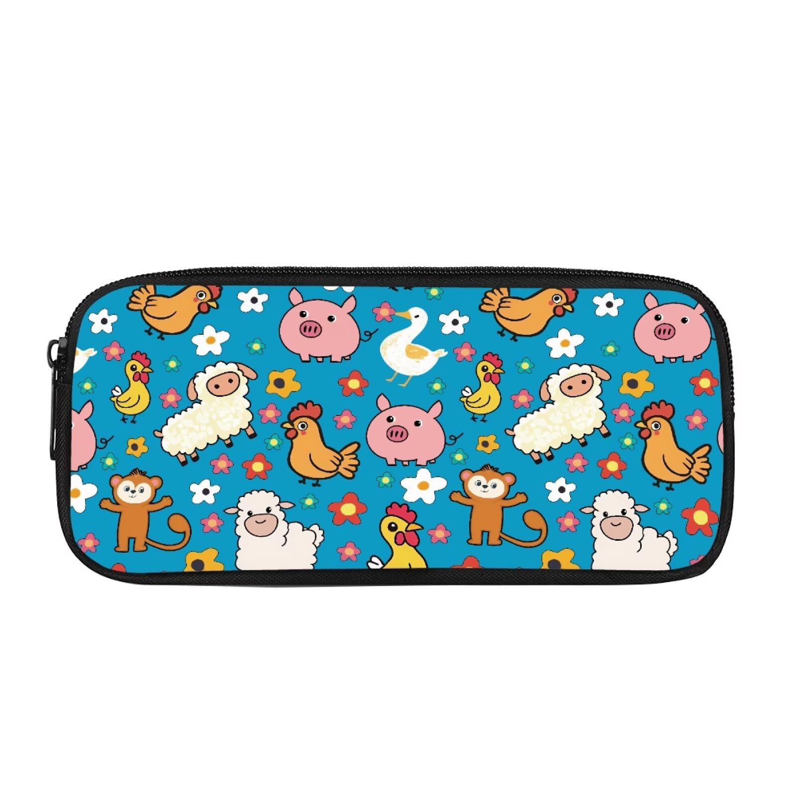Biyejit Cartoon Animals Pencil Case Kids Pen Bag Box Child Stationery Brush Organizer Toiletry Stationery Bag for Teen Boys Girls Back to School Gift — image 1