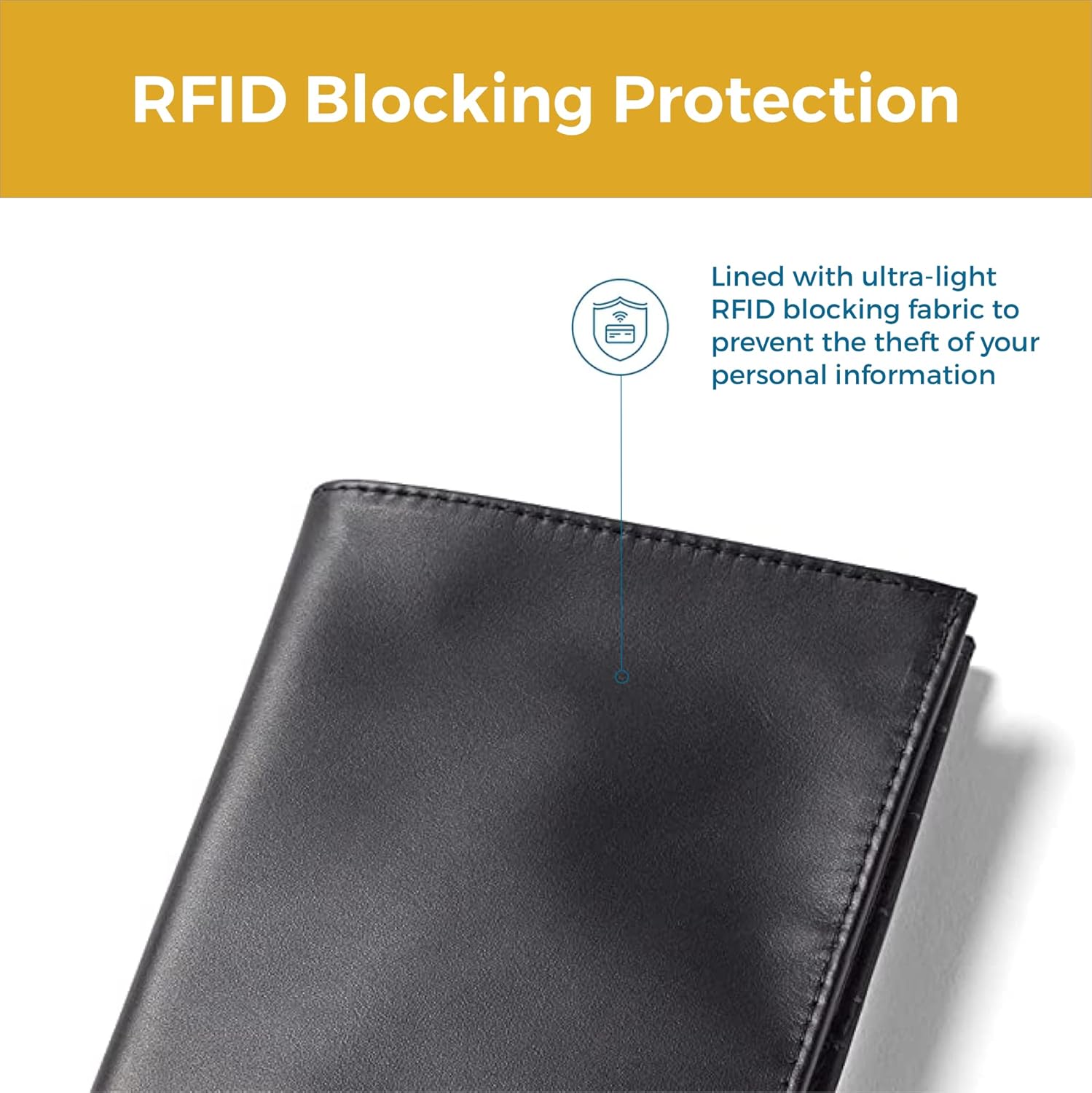 Allett Passport Wallet, Black | Leather, Thin Bifold, Minimalistic, Front Pocket, RFID Blocking | Holds 2-10 Cards & Passport | For Men & Women - Image 3