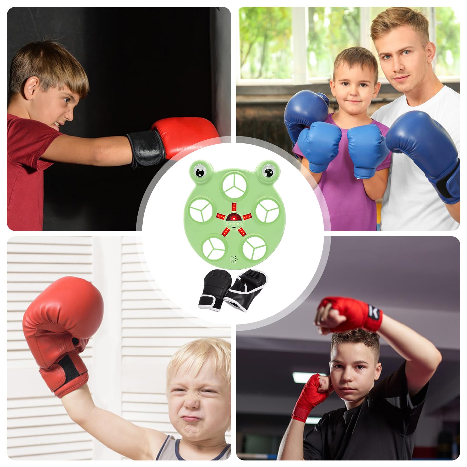 Macchina da boxe musicale intelligente – Fissaggio a parete, allenatore di battito musicale, dispositivo di allenamento a velocità regolabile con luce, attrezzatura per esercizi | Adulti Sport