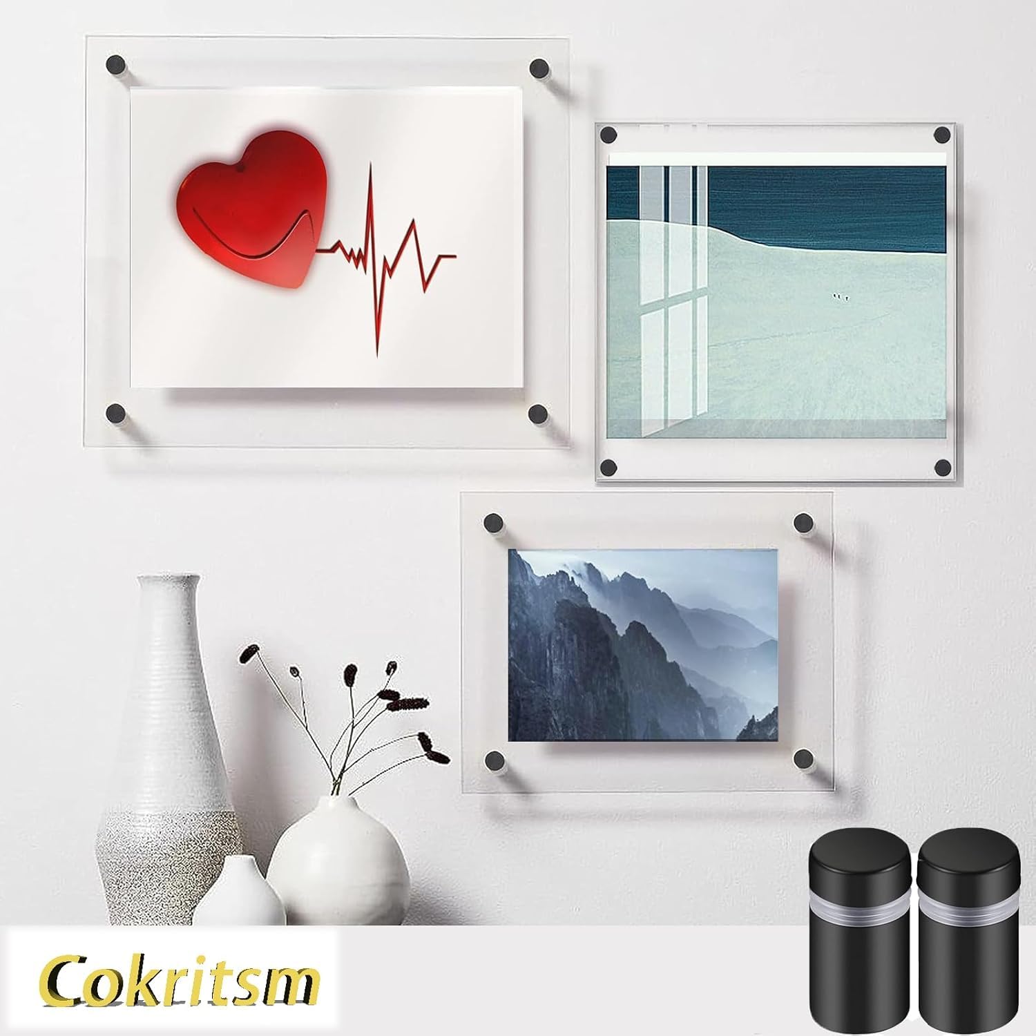 20PCS Vis d’entretoise de signe, 16x30mm en acier inoxydable Entretoises murales Vis publicitaires, Porte-verre de signe Vis publicitaires Boulons Clous Support mural Noir