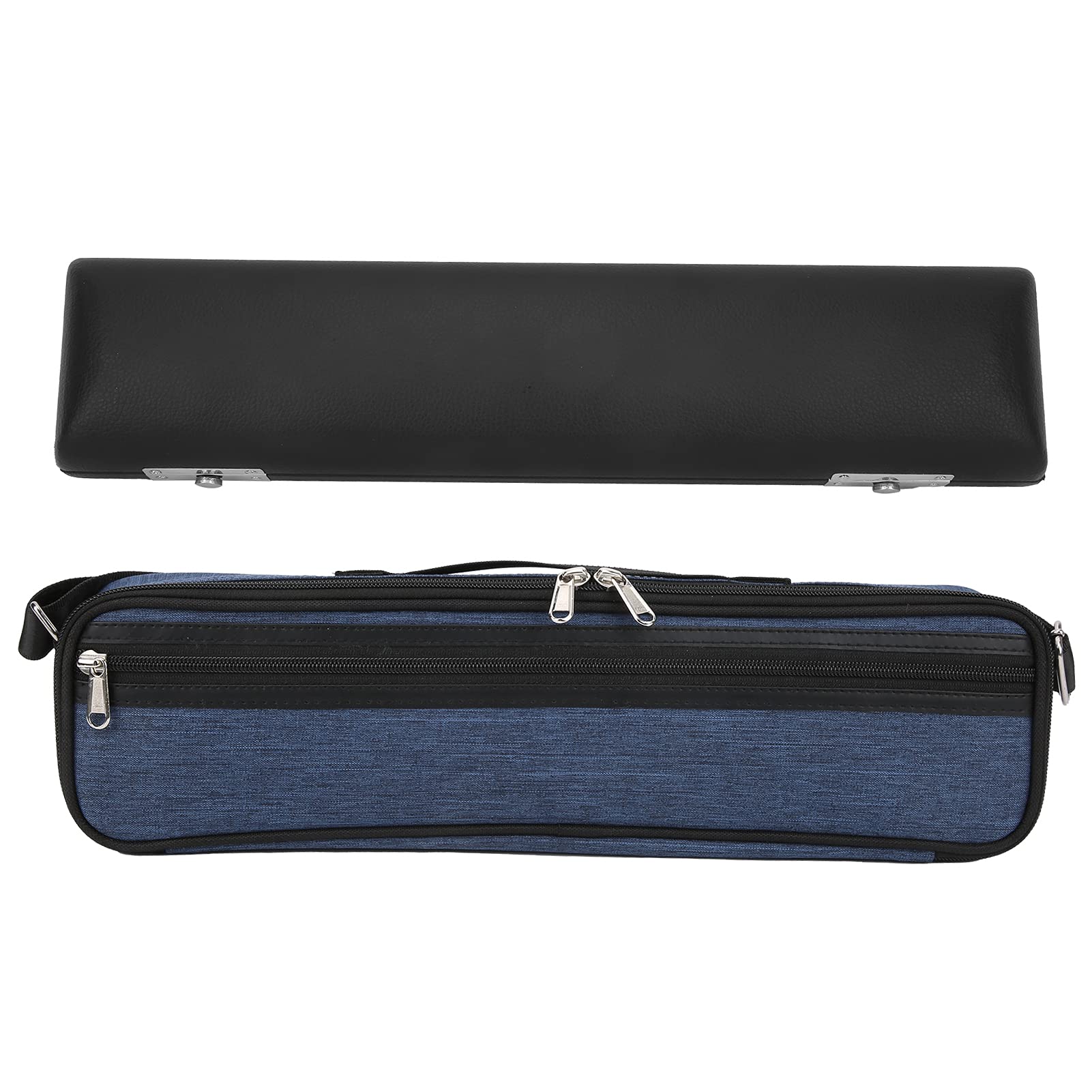 Estuche para Flauta de Alto Brillo con Interior Azul Real para Flauta de 16 Orificios, Diapositiva de Hardware Duradera