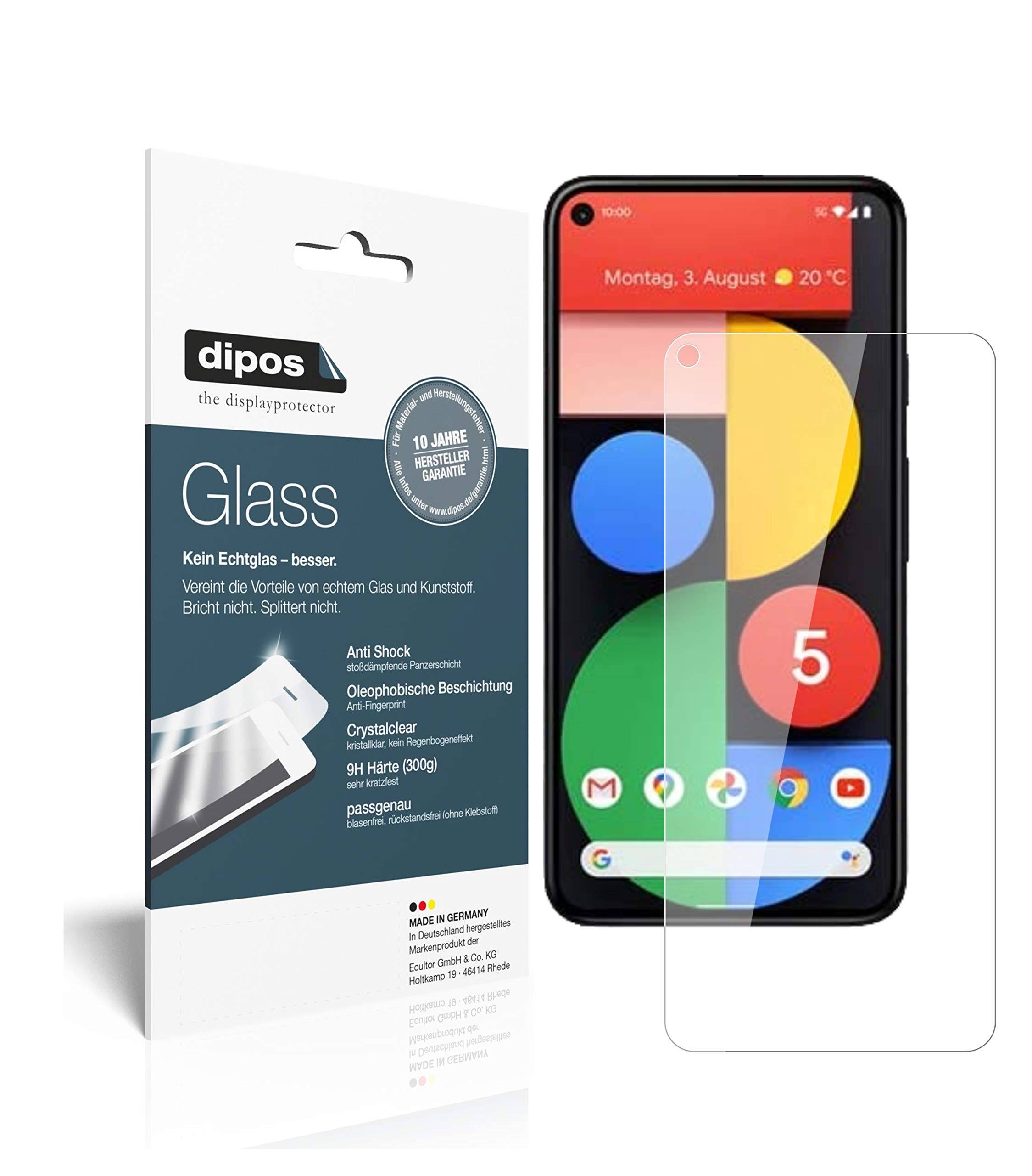 Dipos 2X Pellicola Protettiva Per Google Pixel 5 – Cristallo Trasparente E Resistente, Made In Germany - 4