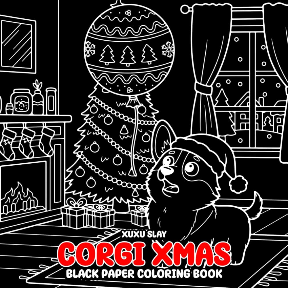 Corgi Xmas Black Paper Coloring Book: Cute Holiday Puppy Scenes, Cozy Seasonal Outfits, and Relaxing Winter Fun