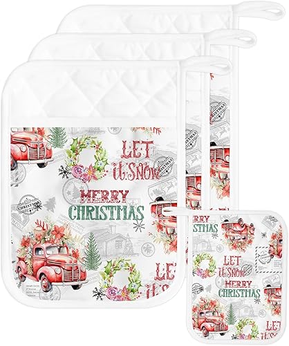 Miniatura 42 de Juego de 2 agarraderas de tela de rizo antideslizantes y aislantes de calor con bolsillo, guantes gruesos para horno, posavasos para hornear, corona