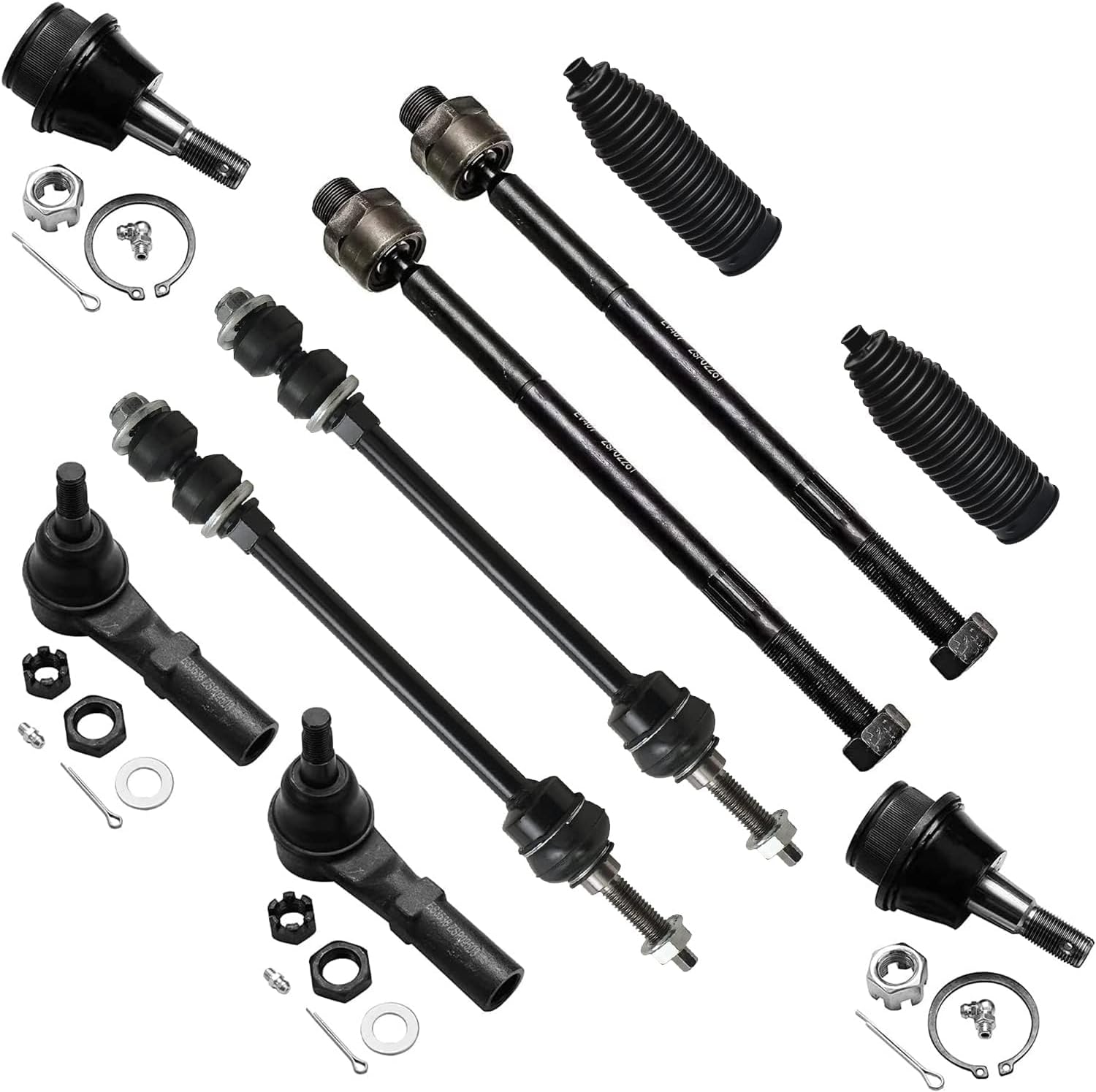 Detroit Axle - 4WD Front 10pc Suspension Kit for 2002-2005 Dodge Ram 1500 2003 2004, 2 Lower Ball Joints 2 Sway Bar End Links 4 Inner & Outer Tie Rods 2 Boots Replacement