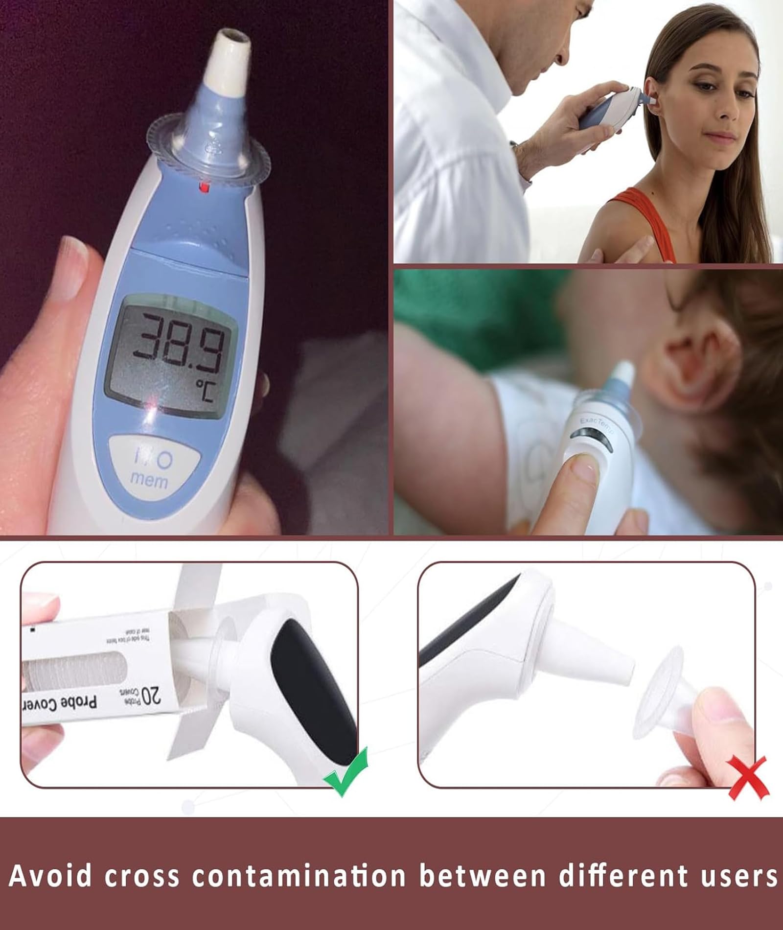 20 Pcs Disposable Probe Covers for Thermometer, Ear Thermometer Covers, Hygienic Use Temperature Monitoring Accessories - Image 4 thumbnail