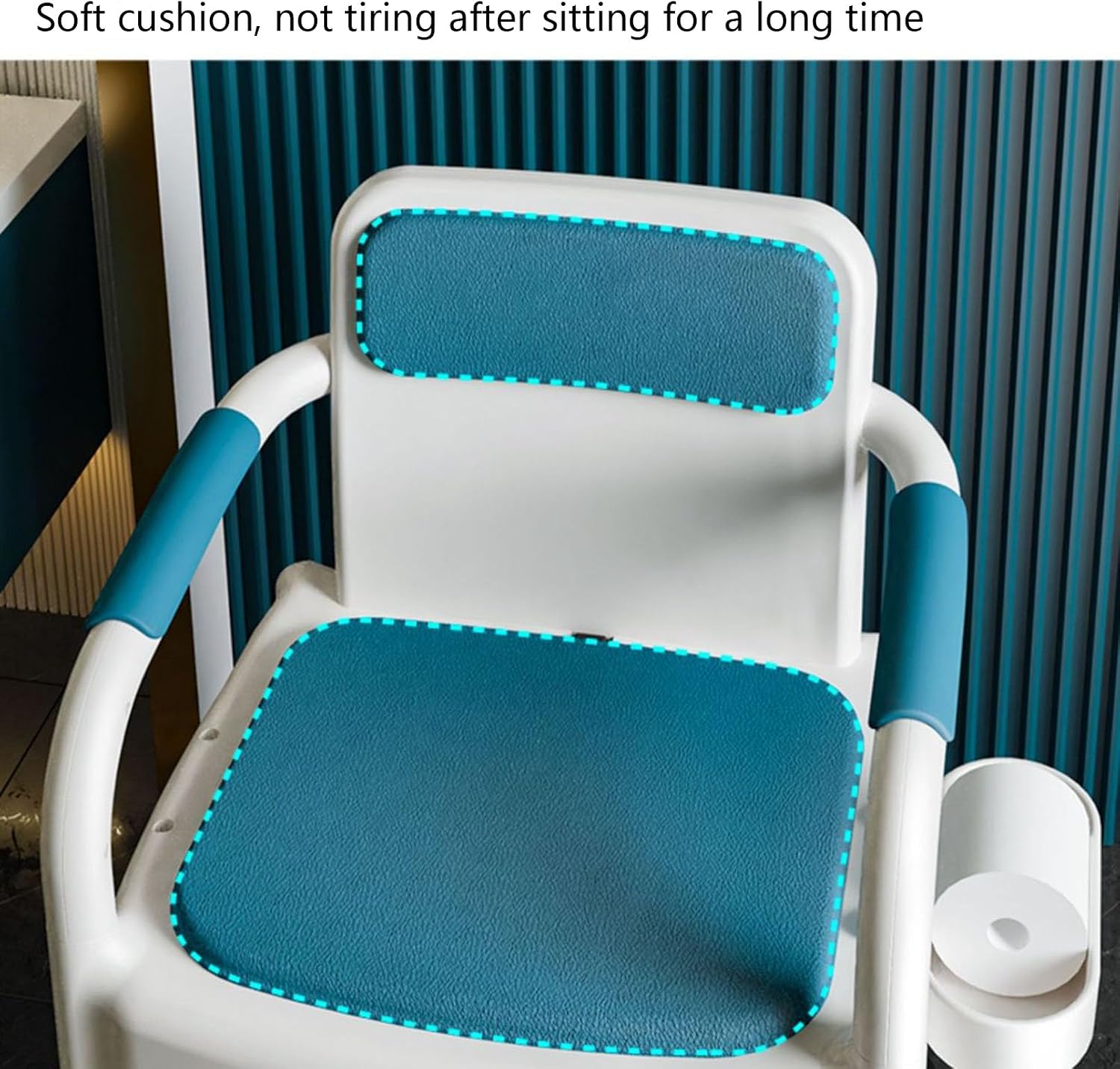 Bedside Commode Chair for Elderly, Versatile 3 in 1 Shower Chair with Arms and Back, Raised Toilet Seat with Removable Commode, Adjustable Leg Height, Non-Slip Seat, PP Material