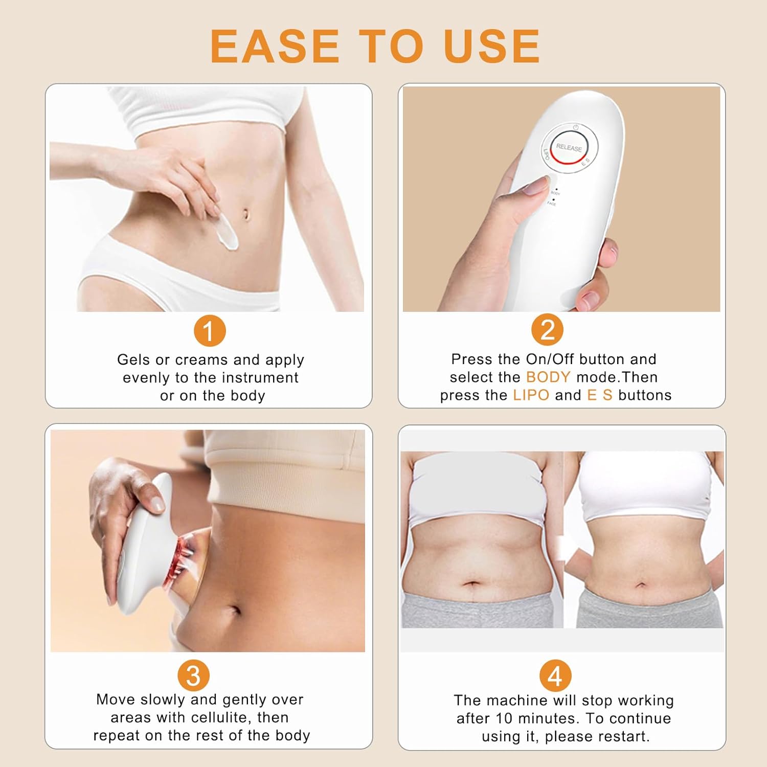 Body Sculpting Machine, Professional Cordless Handheld Massager Electric Cupping Therapy Massager – for Belly, Waist, Arms, Leg, Home Tool for Women (White) - Image 5