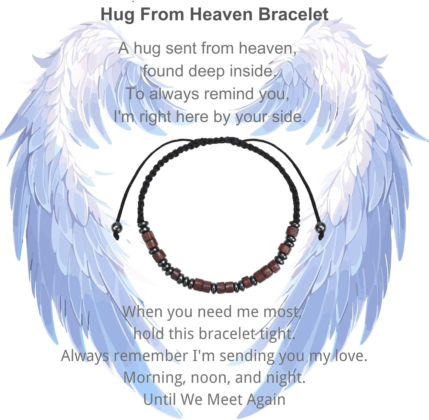 Coolvy Hug from Heaven Bracelet, Morse Code Bracelets for Women Men, Sympathy Gifts Loss of Loved One Until We Meet Again Memorial Bangle Remembrance Jewelry - Image 3