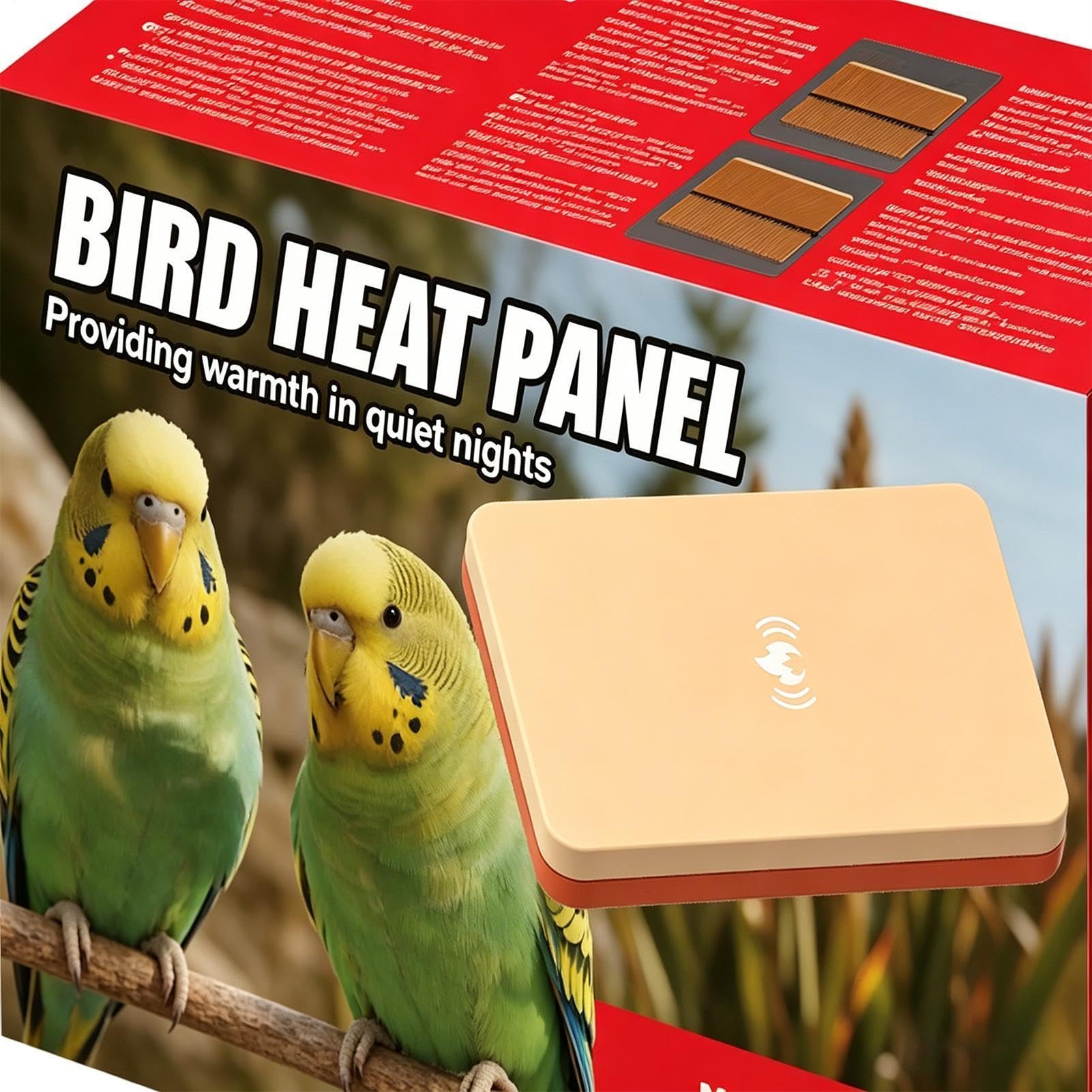 Generico Grzejnik do klatki panel grzewczy USB 18 x 10 cm | Cichy grzejnik papug 5 W przewód 1,5 m na zewnątrz zima