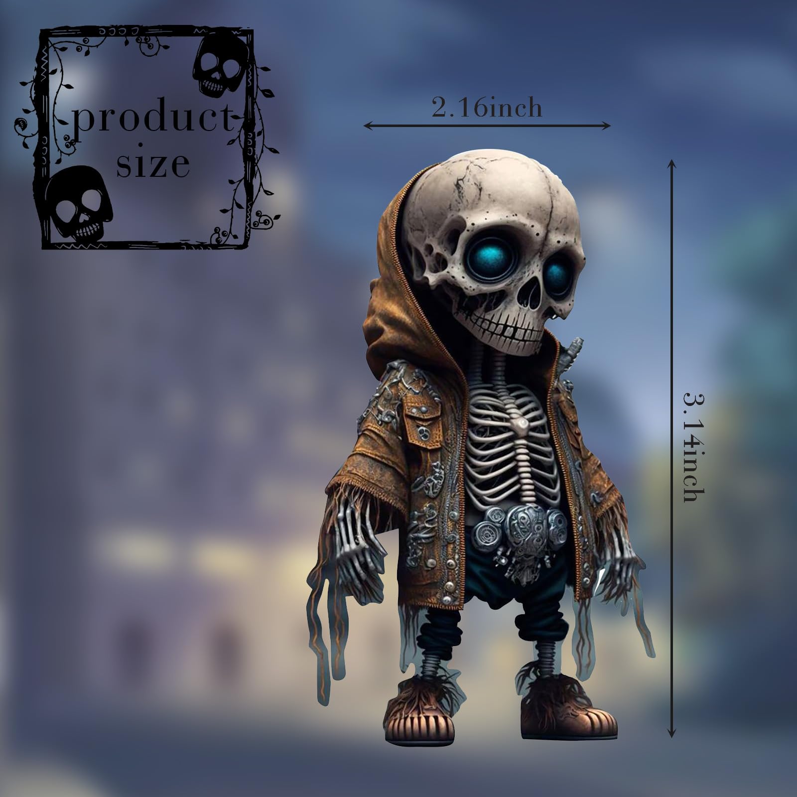GKmow 1 PC Car Halloween Skull Pendant, Acrylic Spooky Skeleton Statue Decoration, Rearview Mirror Swing Skull Doll Accessories, Universal for Most Car Backpack Hanging Decorations (Black #01)