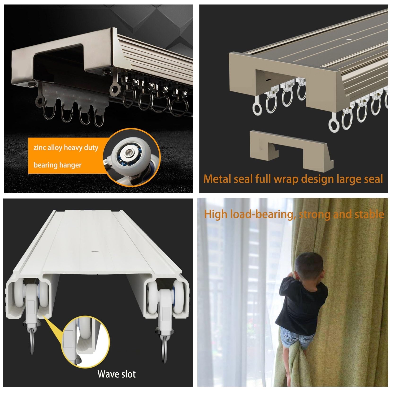 Aluminium-Schienensystem, 1,2 m, Doppelschienen-Deckenhalterung für As, ideal für Balkone, Büros und Hotels, weiß, vielseitig und