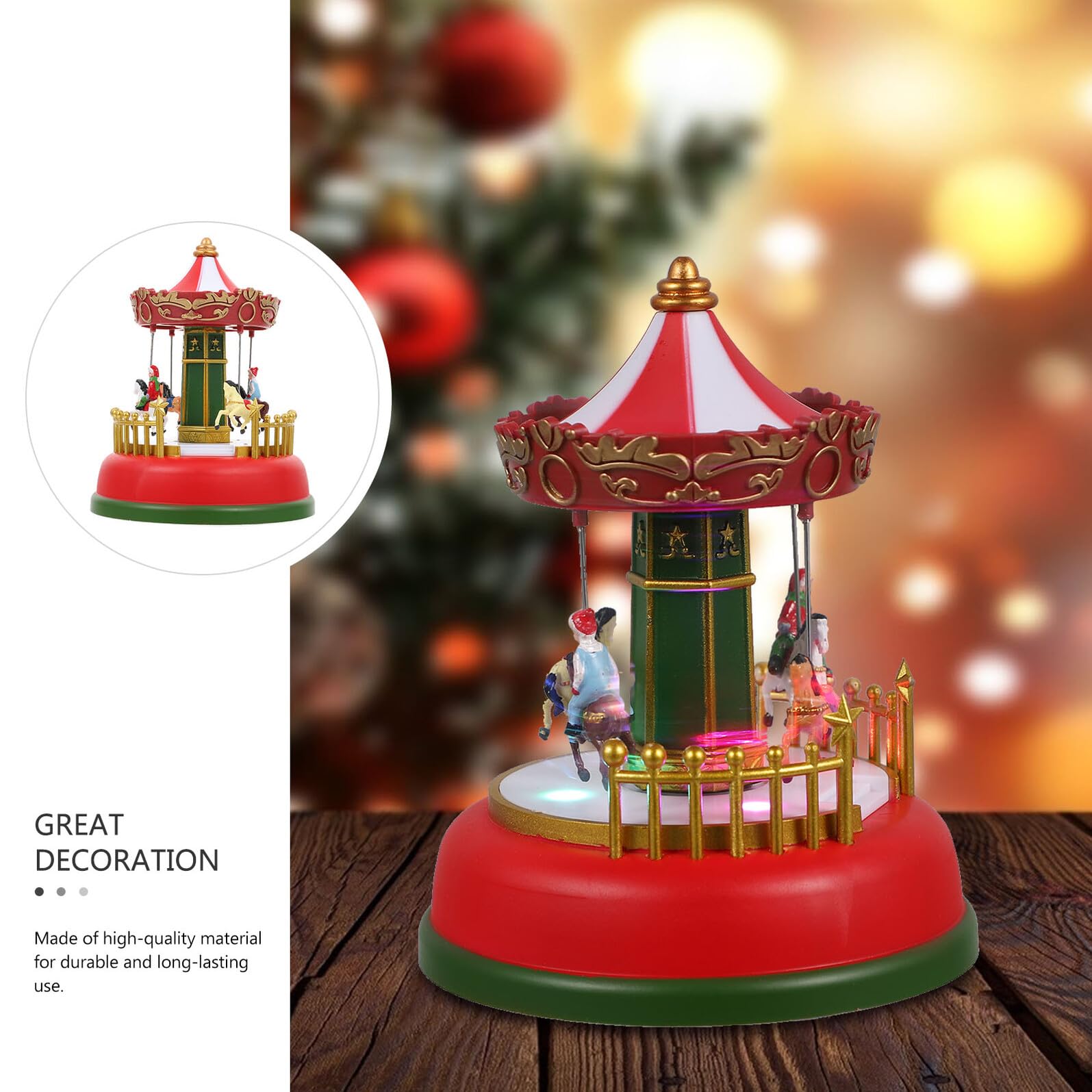 GALPADA Carillon a Giostra Rotante Luminoso Musica Decorazione da Tavolo Natalizia in Plastica Ornamento Creativo per e Regalo di Compleanno