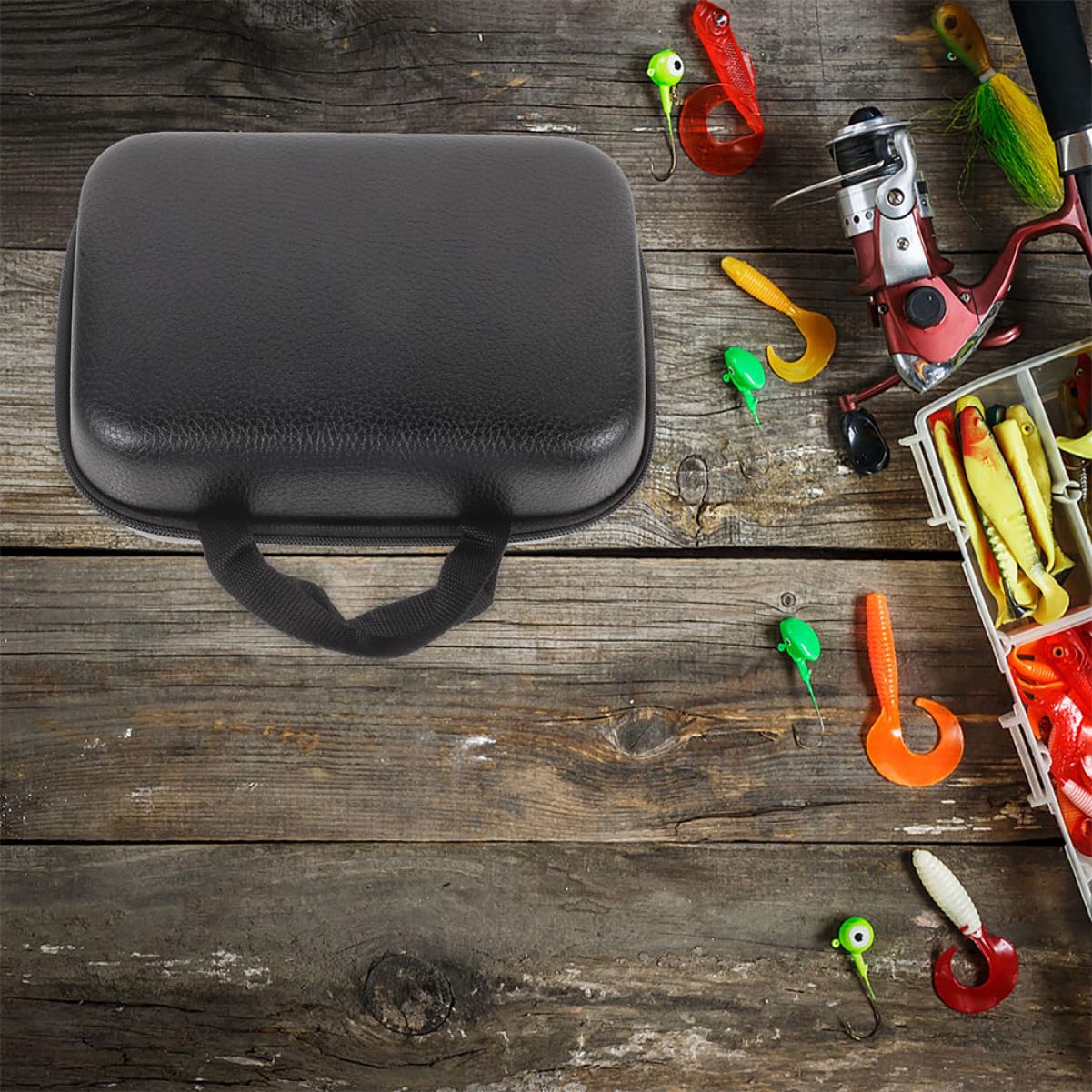 TOYANDONA Borsa per Mulinelli da Pesca 2 Pezzi in Eva Resistente e Antigraffio, Custodia Protettiva per Mulinello e Canna da Pesca, per Attività All'aperto