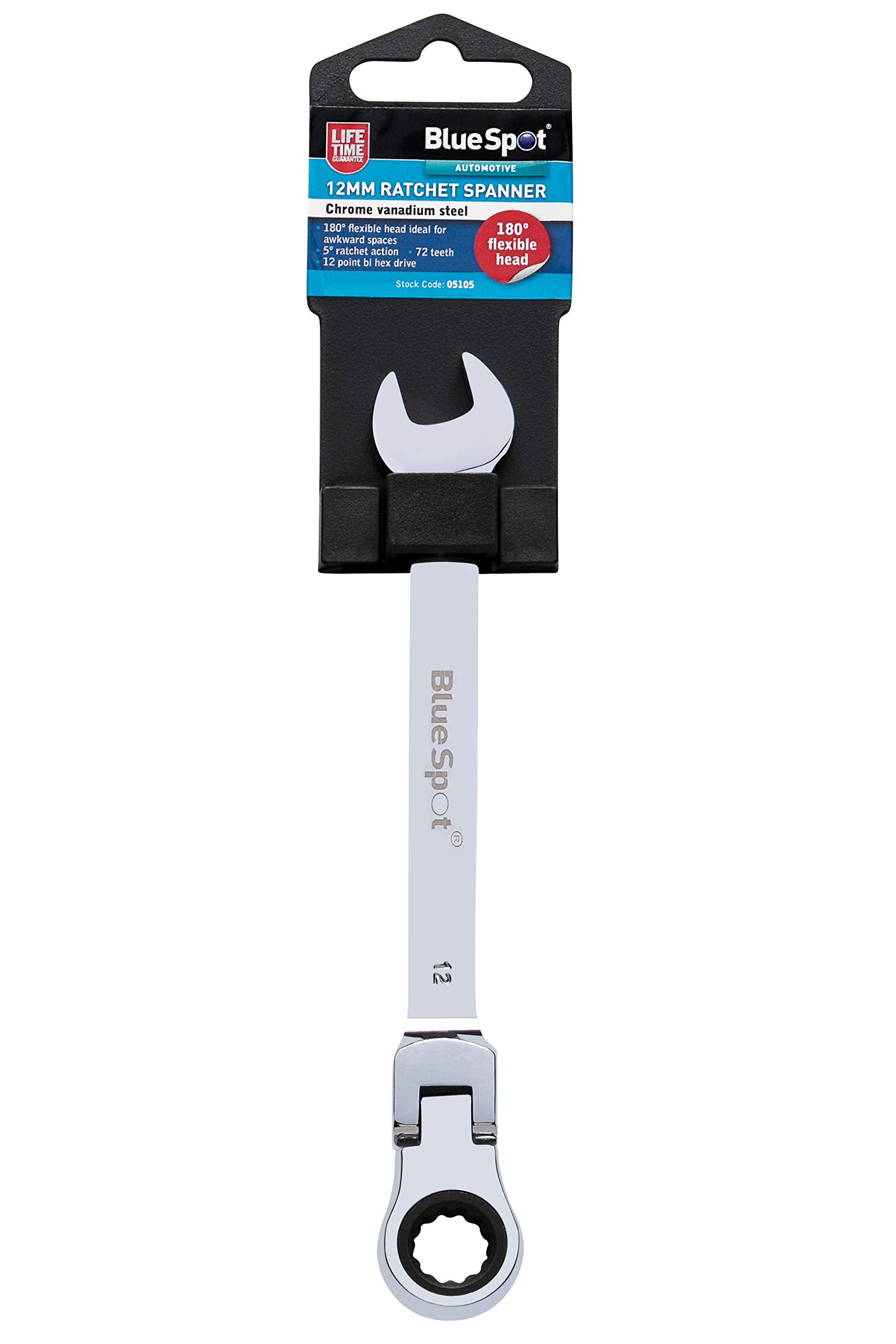 Blue Spot Tools Blue,Chrome 12Mm Ratchet Spanner Flexible Head (180°)