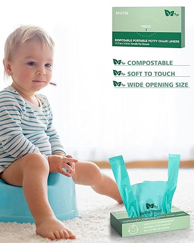 Miniatura 7 de AYOTEE Forros desechables para orinal para niños pequeños, 2 galones, 100 unidades, compost, bolsas de entrenamiento para ir al baño, bolsas de