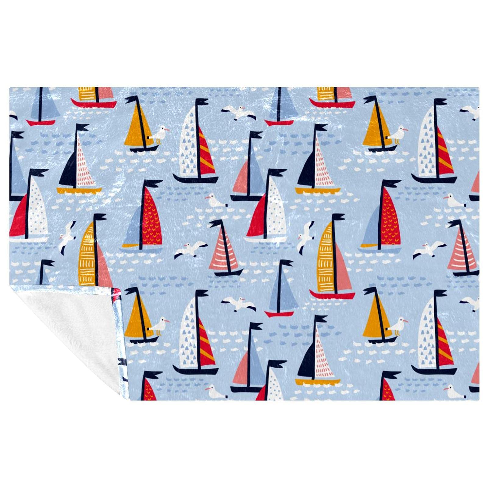 Couverture d'été pour pique-nique et camping motif mouettes