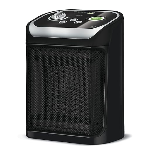 Rowenta Mini Excel Eco Safe Chauffage soufflant céramique, Radiateur électrique, Chauffage d’appoint, Sécurité renforcée, Puissant, Silencieux, Compact SO9266F0, Noir