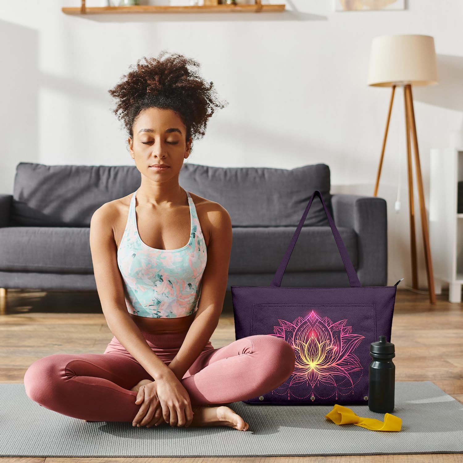 Women's Yoga Bag with Yoga Mat Carrier - Large Mat Pocket Fitness Tote for Pilates, Gym, Travel, Office & Beach - Image 6