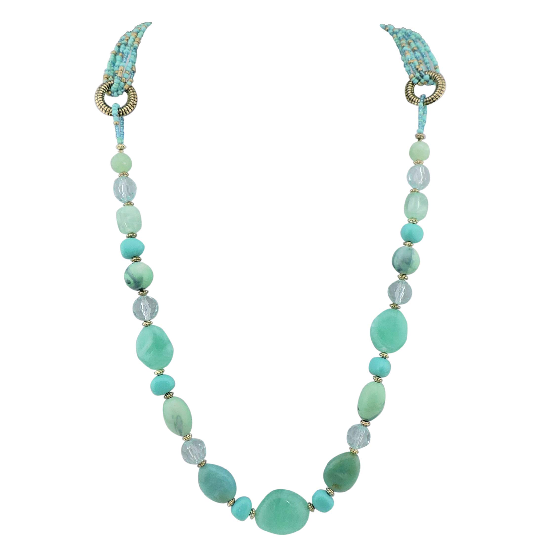 Bocar Collana lunga multistrato donna perline mano collana Chian regalo (NK-10349)