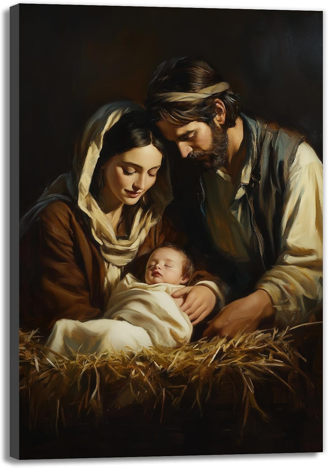 GLOKAKA Nativity Scene Wall Art Holy Family Artwork Christian Painting Traditional Religious Inspired Pictures for Living Room Church Bedroom Christmas Decor(Jesus-1,12"x18")