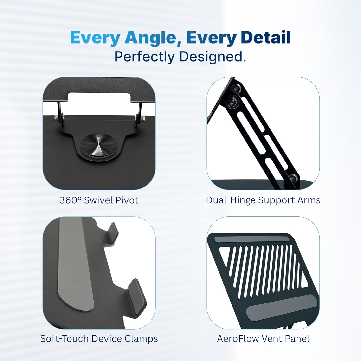 Geonix Trek T2 Foldable Laptop Stand with 360° Rotating Base | Multi-Angle & Height Adjustable Design | Improves Air Flow | Carbon Steel Build with Non-Slip Pads | Support Upto 17 inch (Black) 11 71u6OTLVE L. SL1500