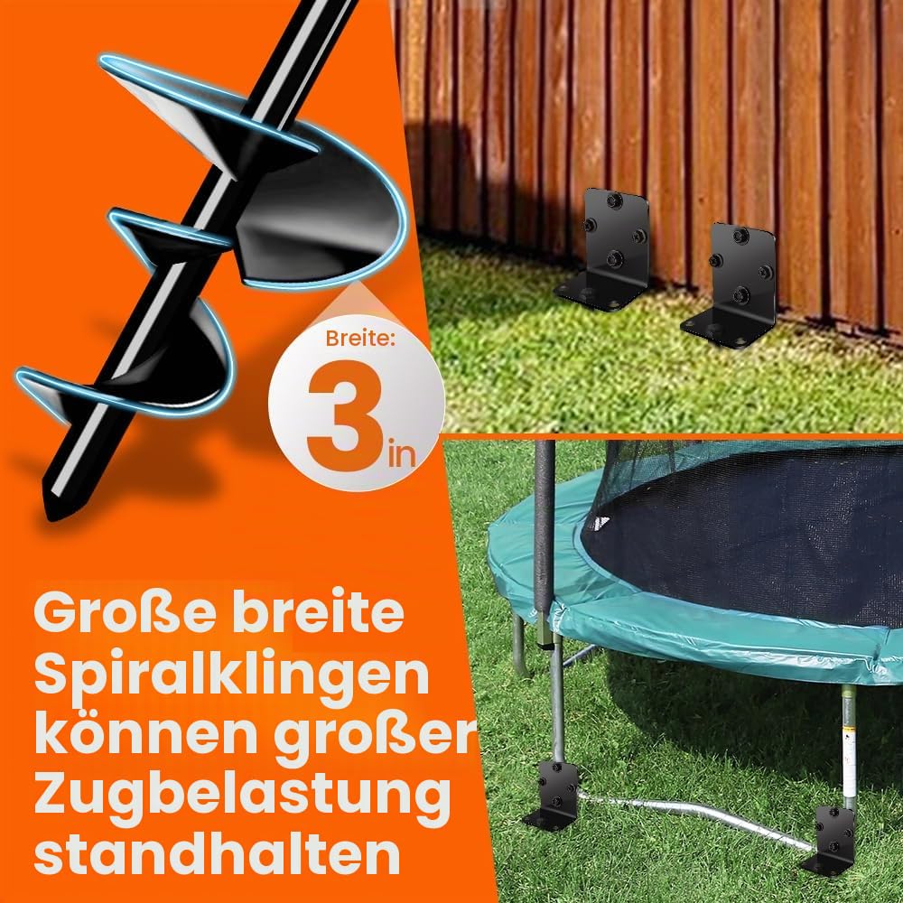 Bodenanker Erdanker, Trampolinpfähle, robuste Wohnmobil-Schuppen-Erdanker, Aufbewahrung, Schuppen-Bodenanker, Spielset, Schaukelanker, Heringe für Zaun, Carport, Garten (4 X 40cm)