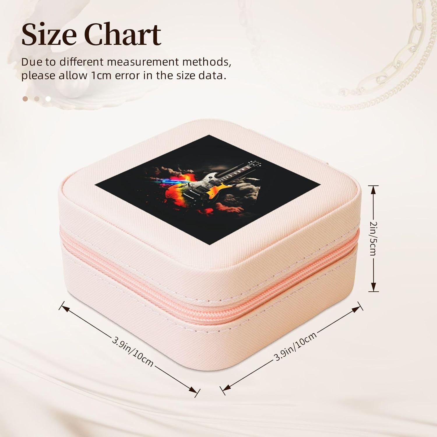 Jewelry Box for Women Leather Travel Jewelry Case Rock Music Portable Jewelry Organizer Box Mini Jewelry Travel Case with Zipper for Earrings Bracelets Rings Necklace image 2
