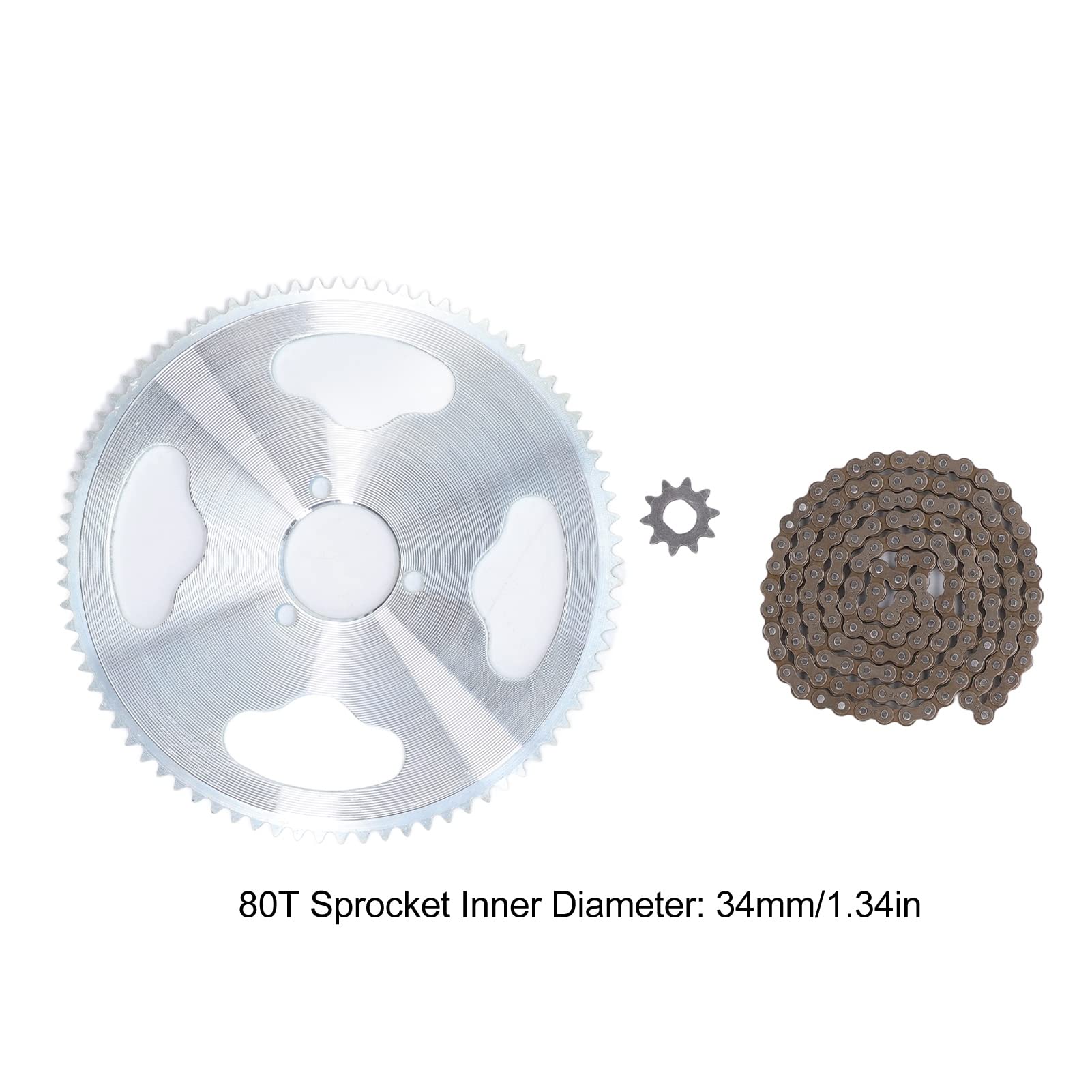 Drfeify Kit Catena e Pignone 80T 25H 34mm Pignone 3 Fori 10T Pignone Catena Foro H 146 Maglie Catena Adatta per Motore 1020