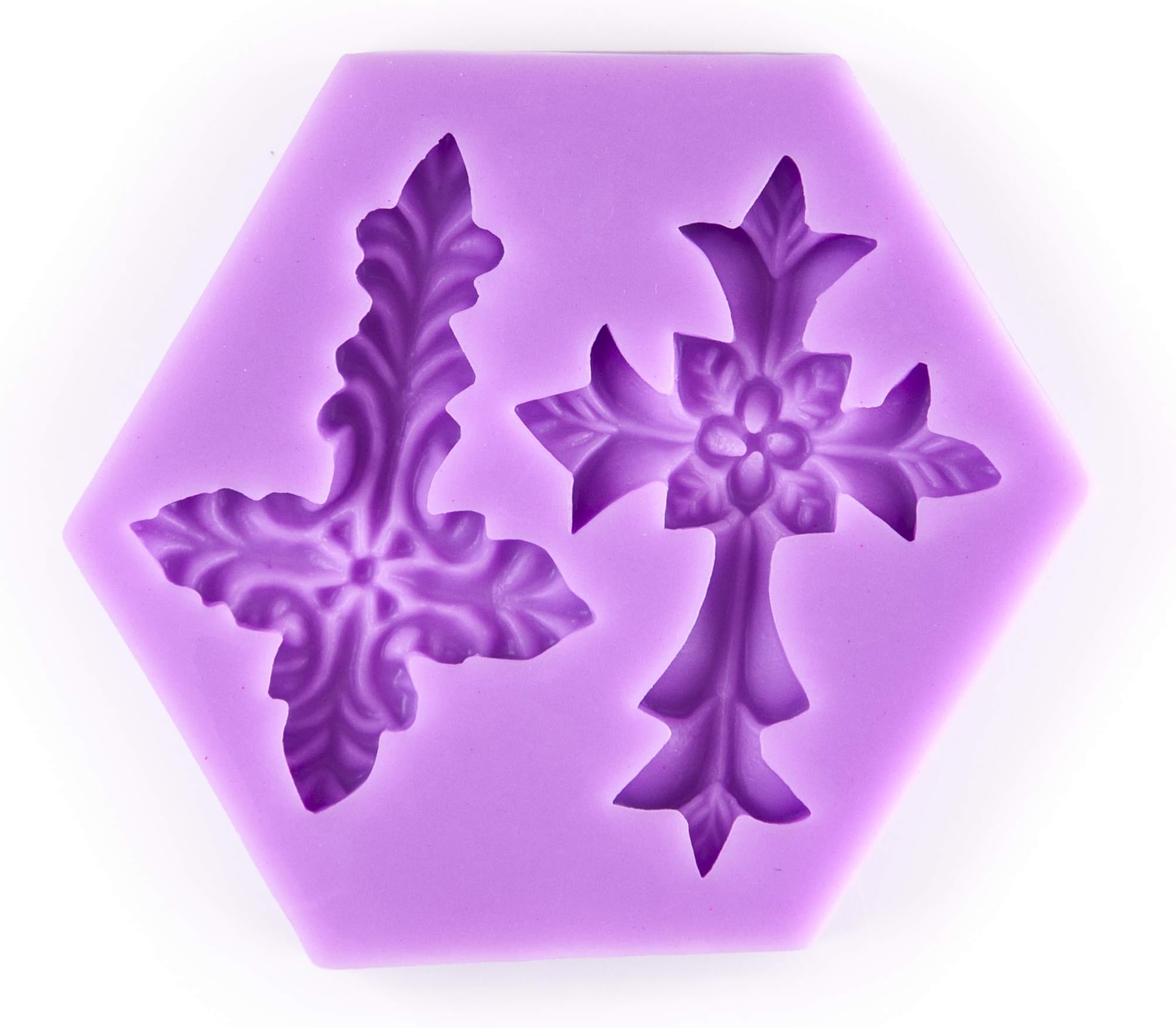 2 Cross Set Silicone Chocolate Fondant Candy Mold High Definition Quality Cupcake DIY Topper Baptism Party Cake Decoration Tool for Sugarcraft, Pastry, Jewelry, Polymer Clay, Crafting Work