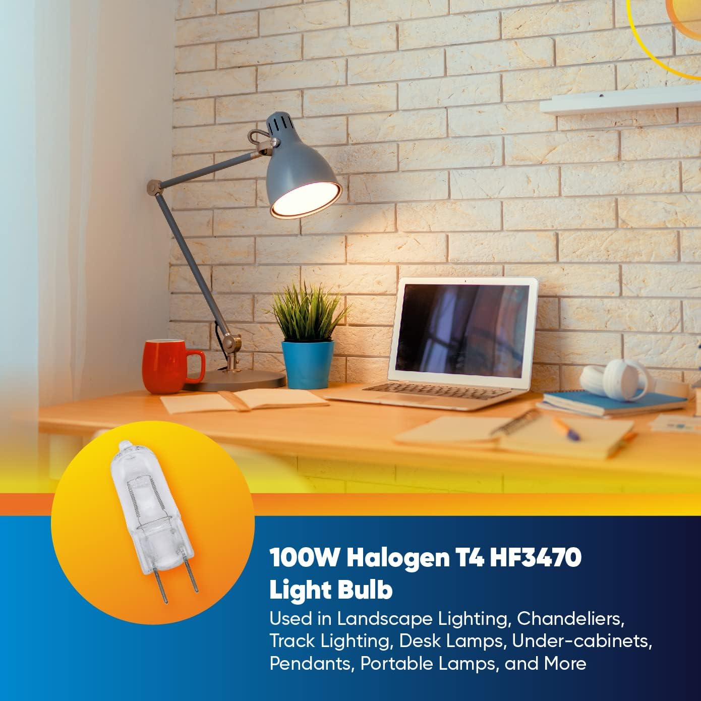 Technical Precision Replacement for Philips HF3470 Light Bulb 100w Halogen T4 Bulb 12V with GY6.35 2 Pin Base Round pins - Clear Bipin Halogen Bulb - 1 Pack