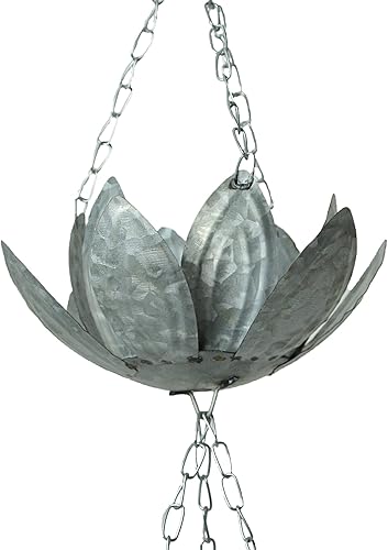 Miniatura 3 de Zeckos Acento de canalón de cadena de lluvia de metal gris galvanizado, 70 pulgadas de largo, se instala fácilmente, añade encanto y estilo a tu