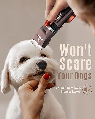 Miniatura 2 de oneisall Cortapelos para perros de bajo ruido, 2 velocidades, silencioso, recargable, inalámbrico, para perros pequeños y grandes, gatos, animales