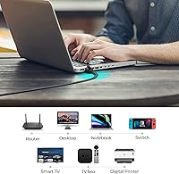 Vista 7 de Cable Ethernet Cat 6, paquete de 2 cables planos de red y Internet de alta velocidad de 6 pies, conectores RJ45, cable LAN profesional, blindado