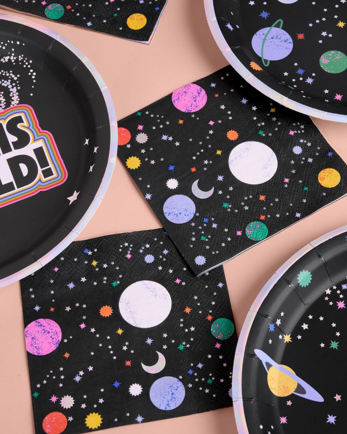 xo, Fetti Out of This World Napkins - 3-ply, 25 pcs | Kids Birthday Decorations, Outer Space Dinner Party Setting, Astronaut Tablescape, Alien Bday Supplies