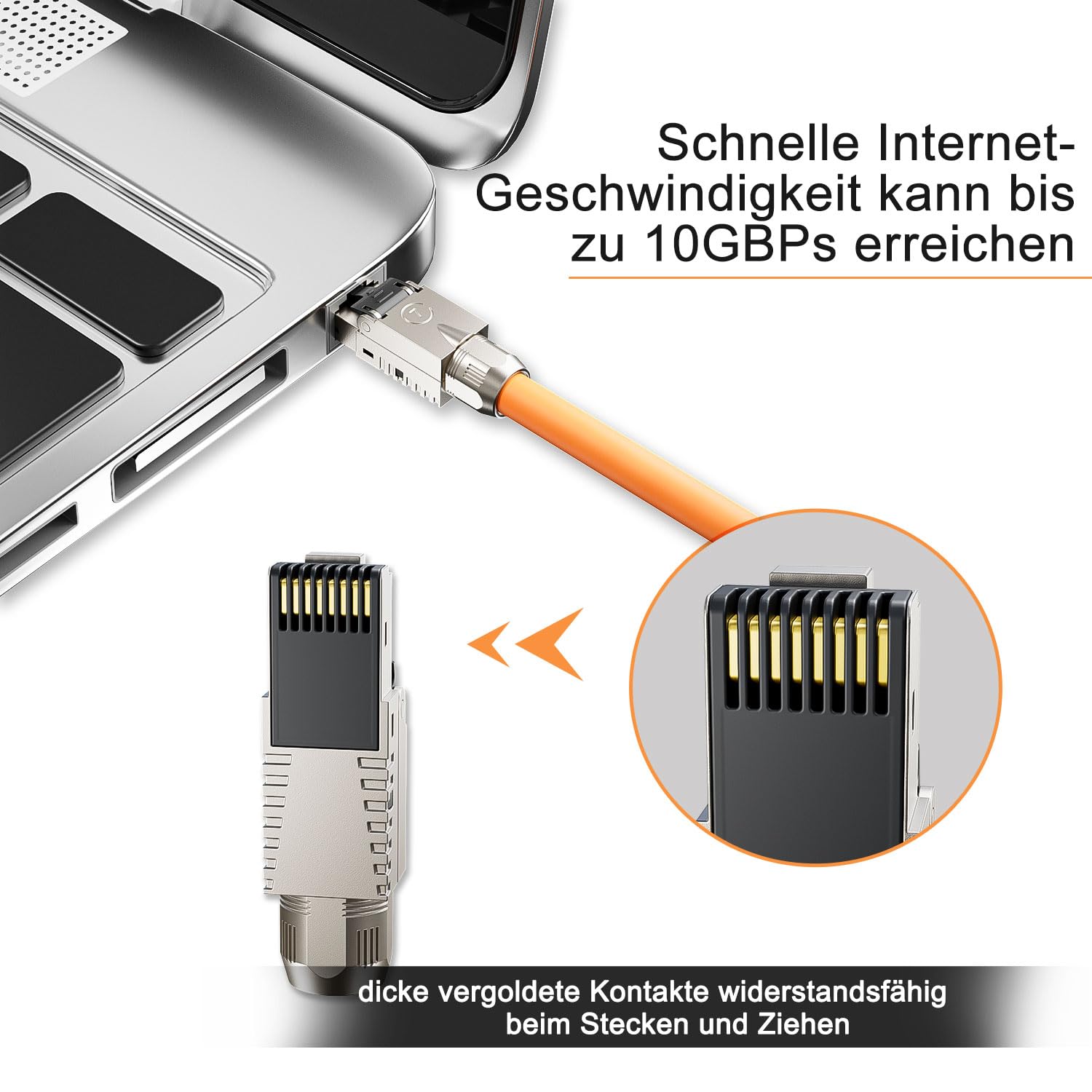 iwillink 50 stuks RJ45-stekker CAT 7, 50u verguld - afgeschermd -10 iwillink 50 stuks RJ45-stekker CAT 7, 50u verguld - afgeschermd -10