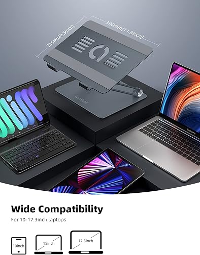 Vista 26 de Lamicall Soporte ajustable para laptop, elevador portátil para laptop, soporte plegable de aluminio para computadora portátil, soporte ergonómico