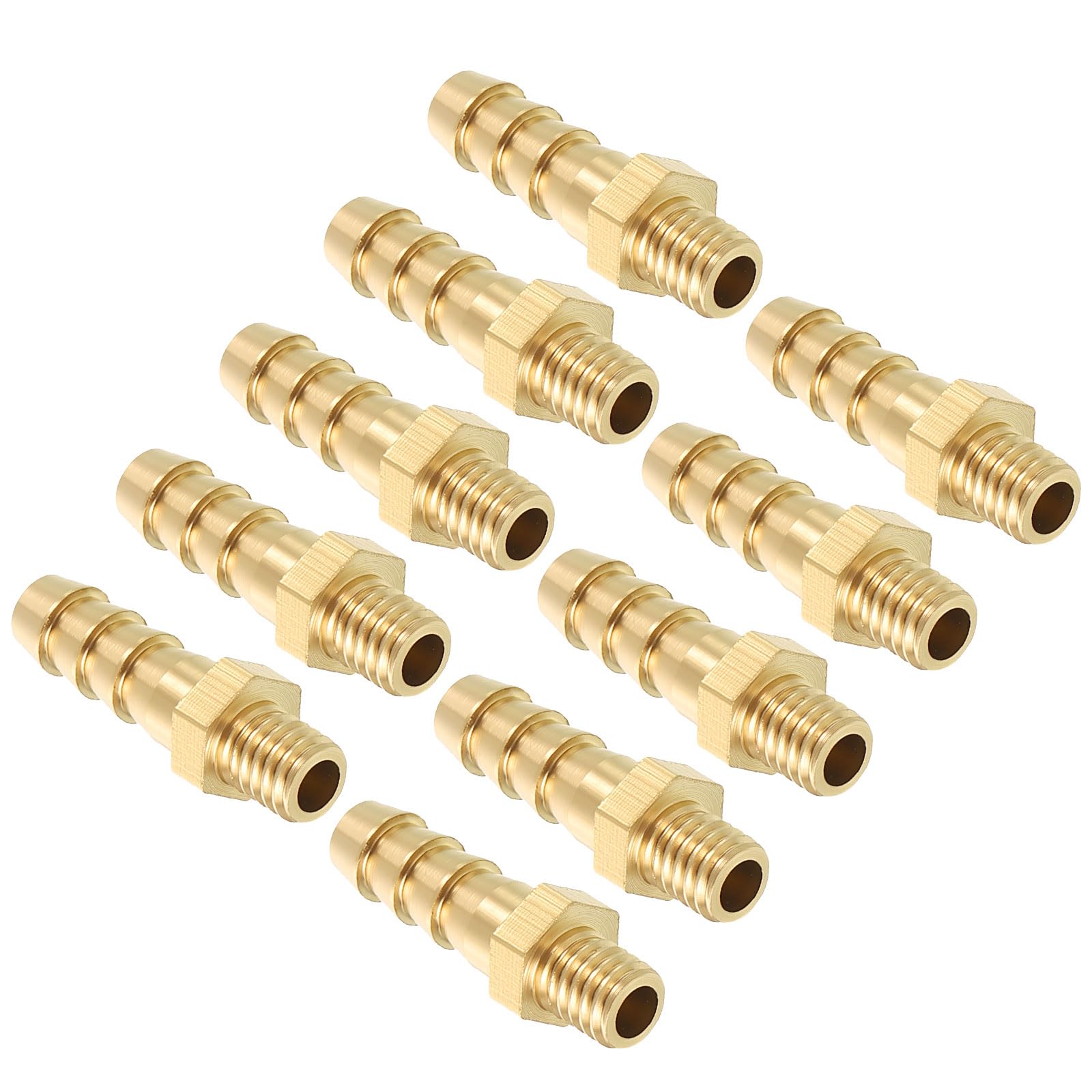 Kozelo Pack of 10 Brass Hose Barb Fittings Adapter Connector 6mm Hose Barb to M6x1 Male Fittings for Home Machines, Massage Bathtubs, and Irrigation Systems — image 1