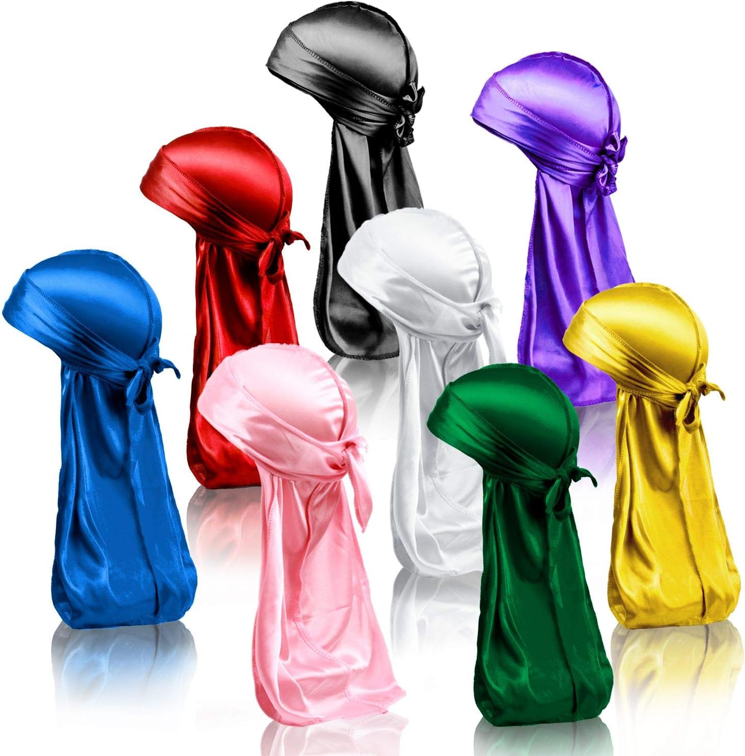 Amazon.com : 7 PCS Silky Durags with Long Tail and 1 Satin Wave Cap, Do ...
