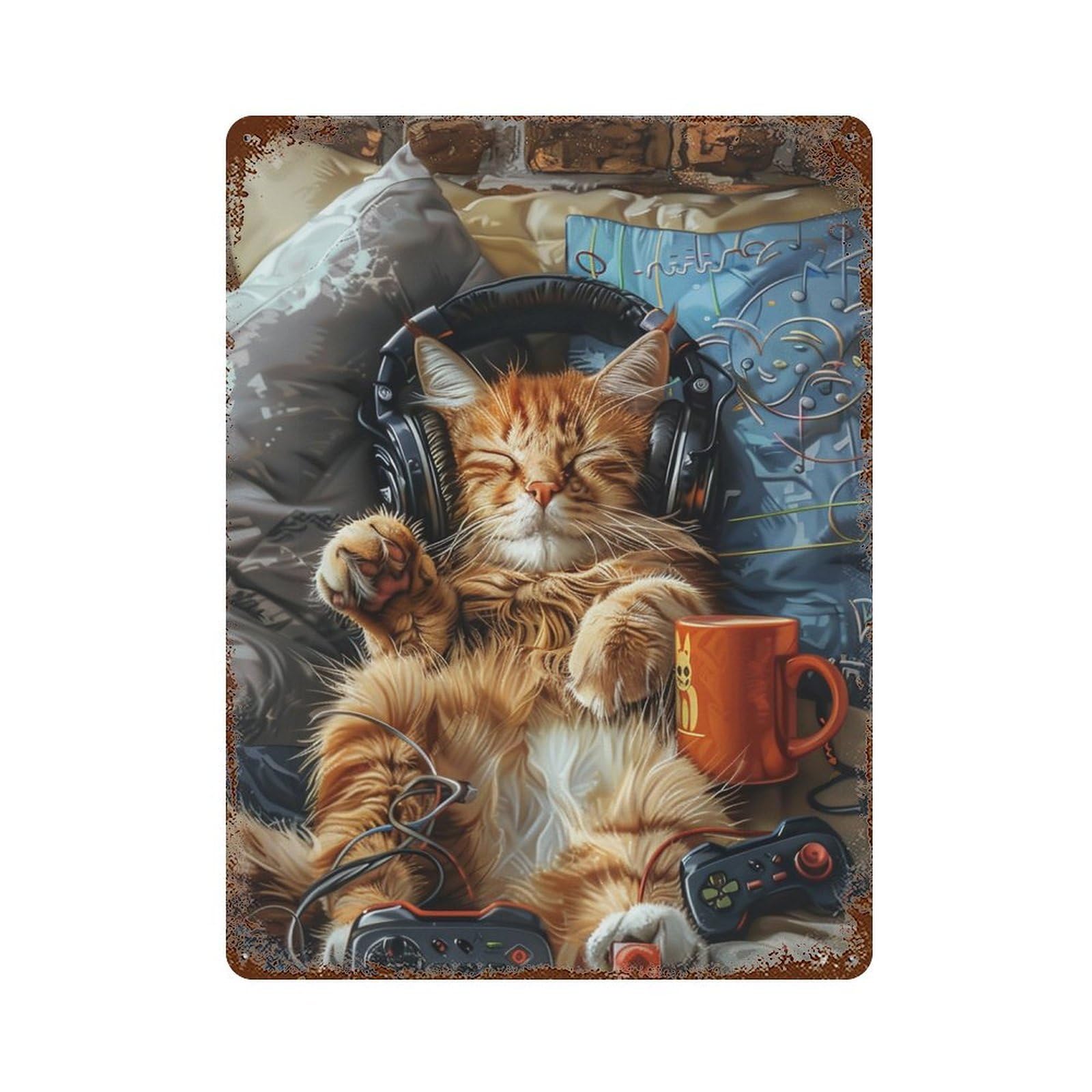 HDURYEYRYY Retro Leisure Tabby 01 Wall Retro Iron Vintage Art Metal Tin Sign Poster Modern Home Cofffee Club Art Bar Shop Decor Style 40x30cm