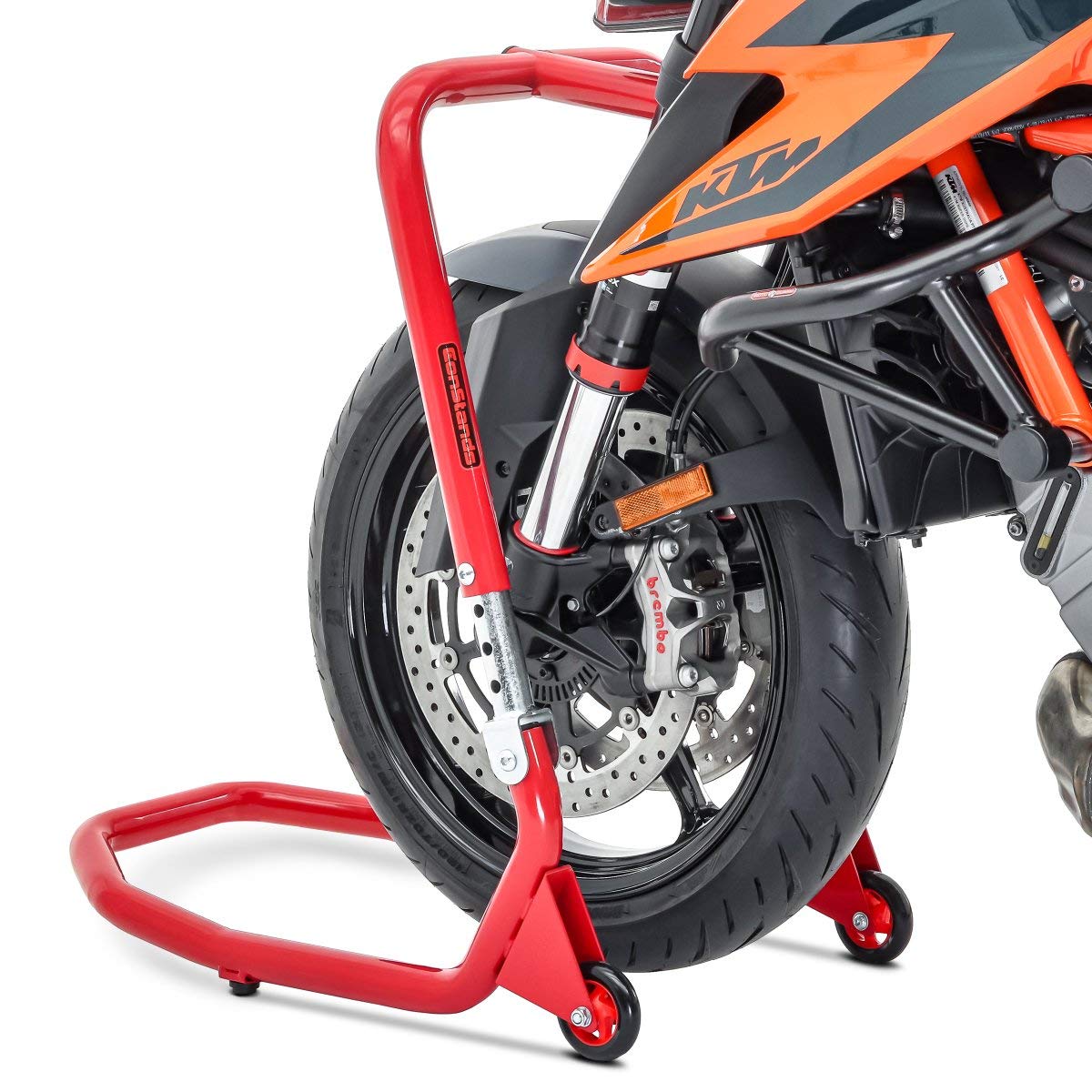 Caballete Moto Delantero a tija V5 Compatible para KTM 690 Duke R 13-17 Rojo