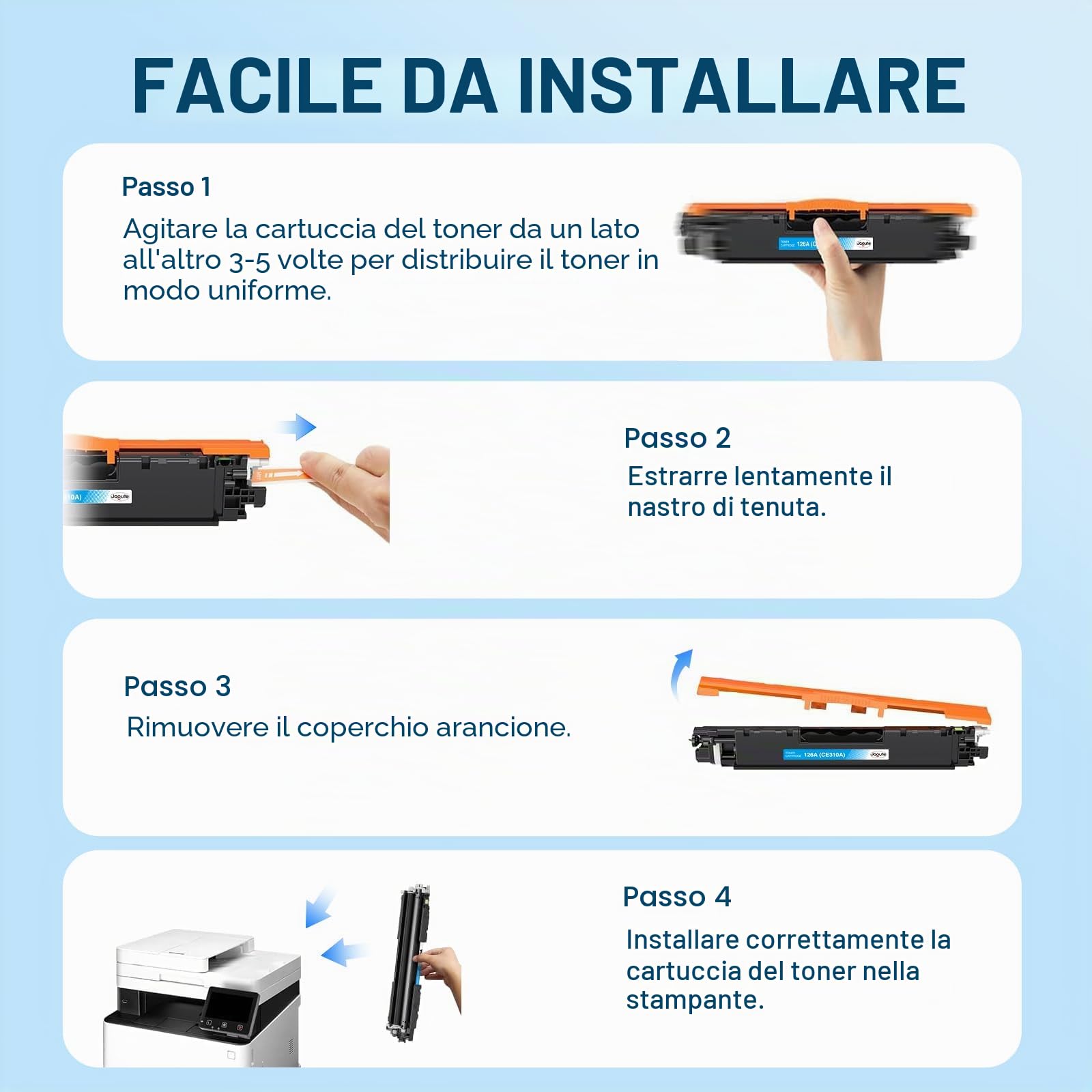 4 Pacchi Toner Compatibili con HP 126A CE310A CE311A CE312A CE313A
