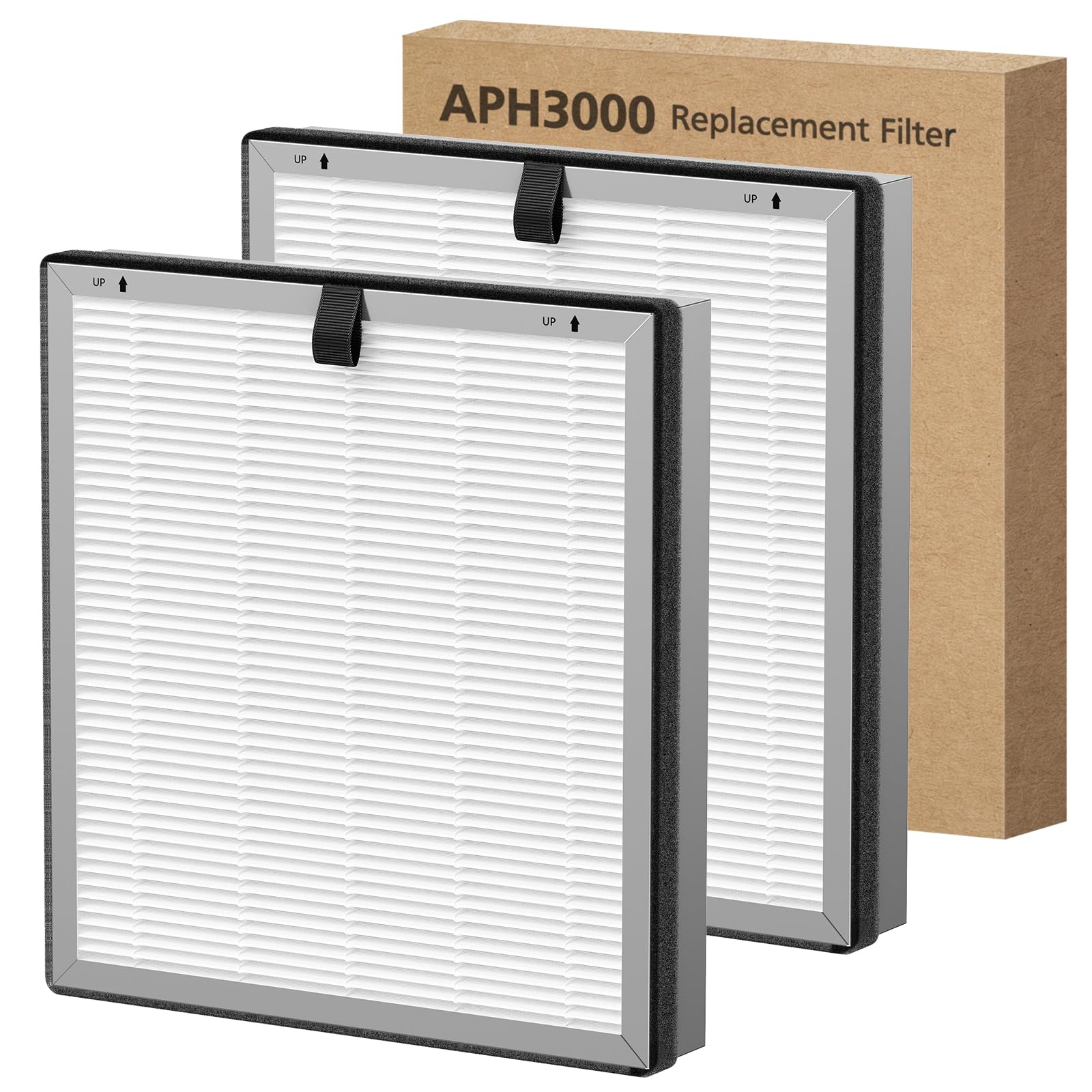 Filtro de repuesto APH3000 compatible con el purificador de aire KNKA APH3000 | Filtro de aire HEPA 3 en 1 y filtro de carbón activado para polvo, polen, caspa de mascotas, olor, humo, paquete de 2
