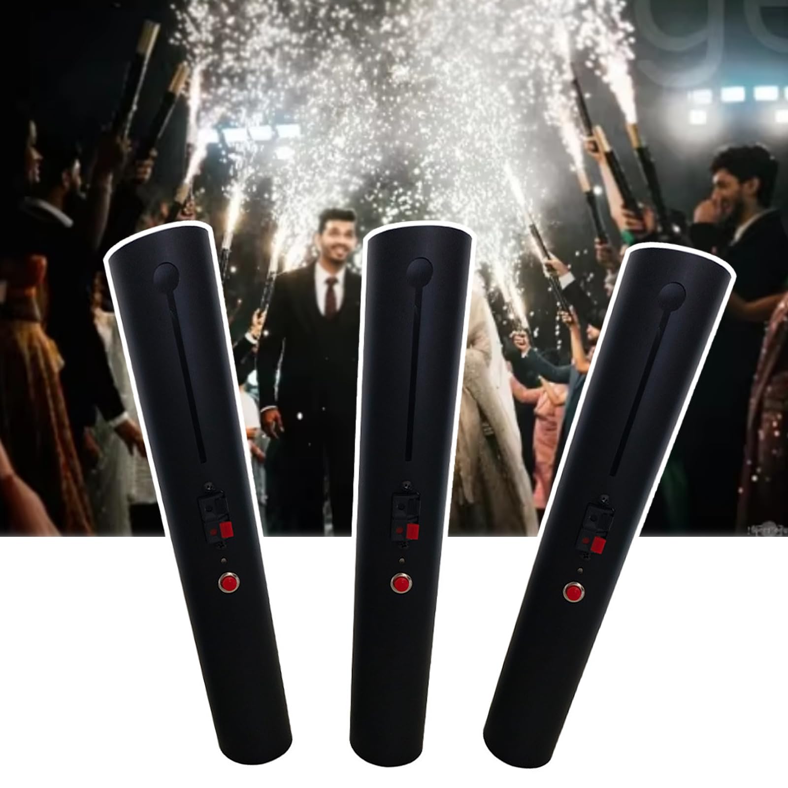 3/6/9 StüCk Tragbare Handbrunnen-Sparkularmaschine, EIN-Knopf-Start-Kaltfeuerwerk-Abfeuersystem, Verwendung Einer AA-Batterie, FüR Weihnachten, Hochzeiten, Feuerwerksshow,3pcs